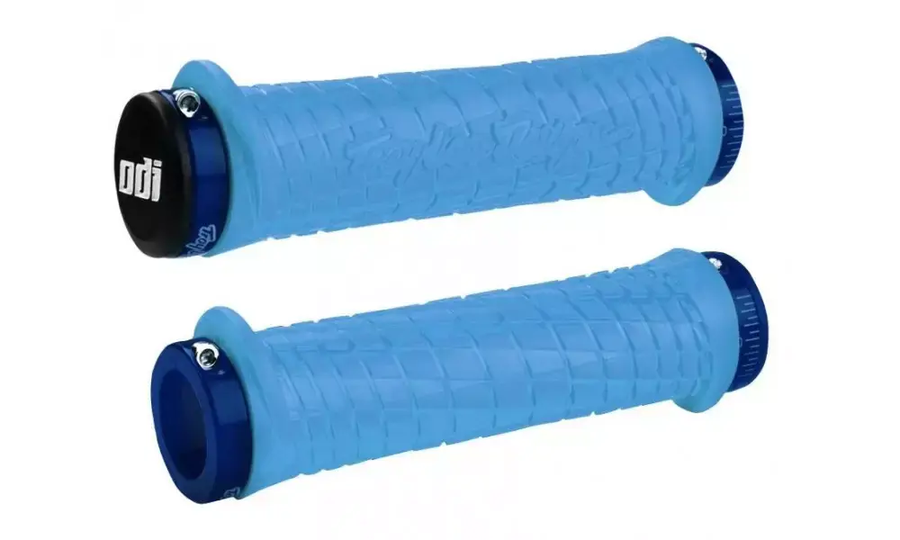 Kädensijat ODI Troy Lee Designs Signature MTB Lock-On Aqua w/ Blue Clamps Superhinta