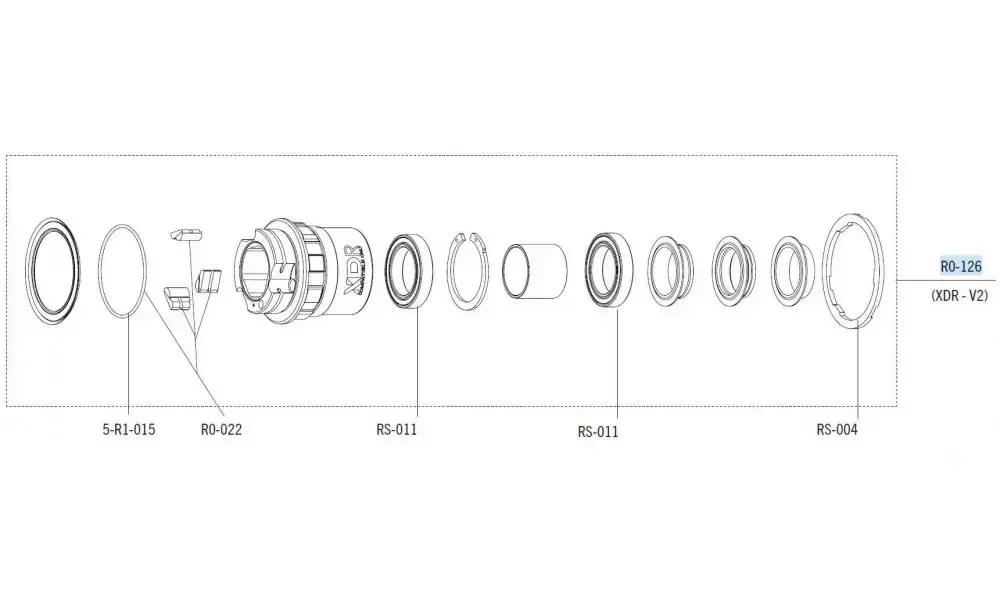 Vapaarattaan runko Fulcrum with built-in bearing and spacers for Sram XDR cassettes Sertifioitu