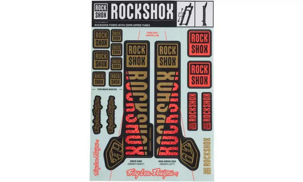 Viikonlopputarjous Haarukan tarra Rockshox 35mm Troy Lee Designs gold-orange