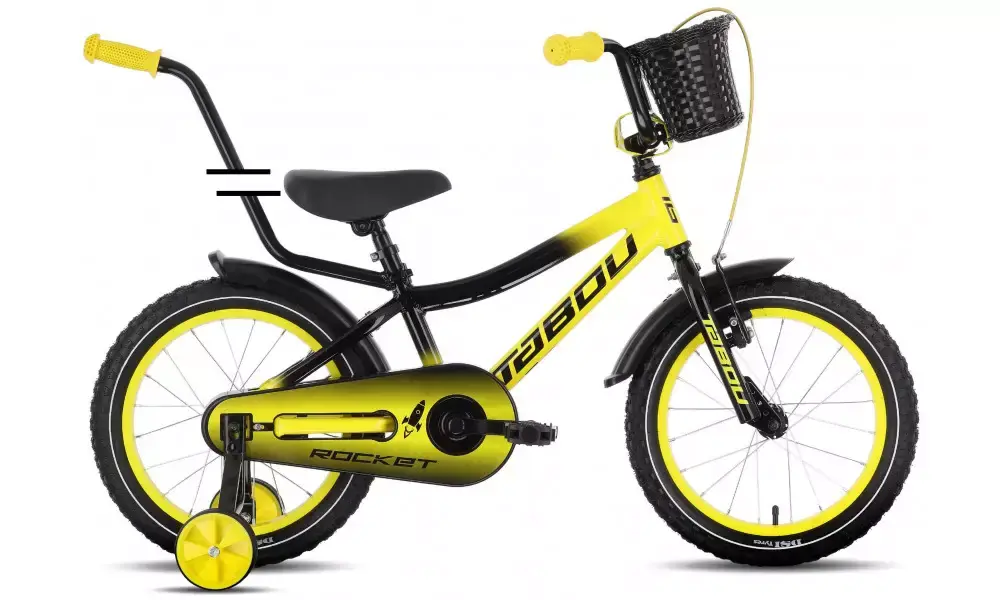 Polkupyörä Tabou Rocket Alu 16 black-yellow Loppuunmyynti