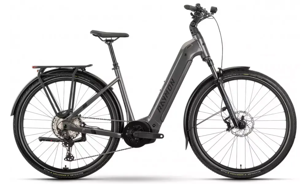 Alennettu Sähköpyörä Raymon Tahona Ultra 800 29" 2025 Easy Entry metalgrey-black-citron