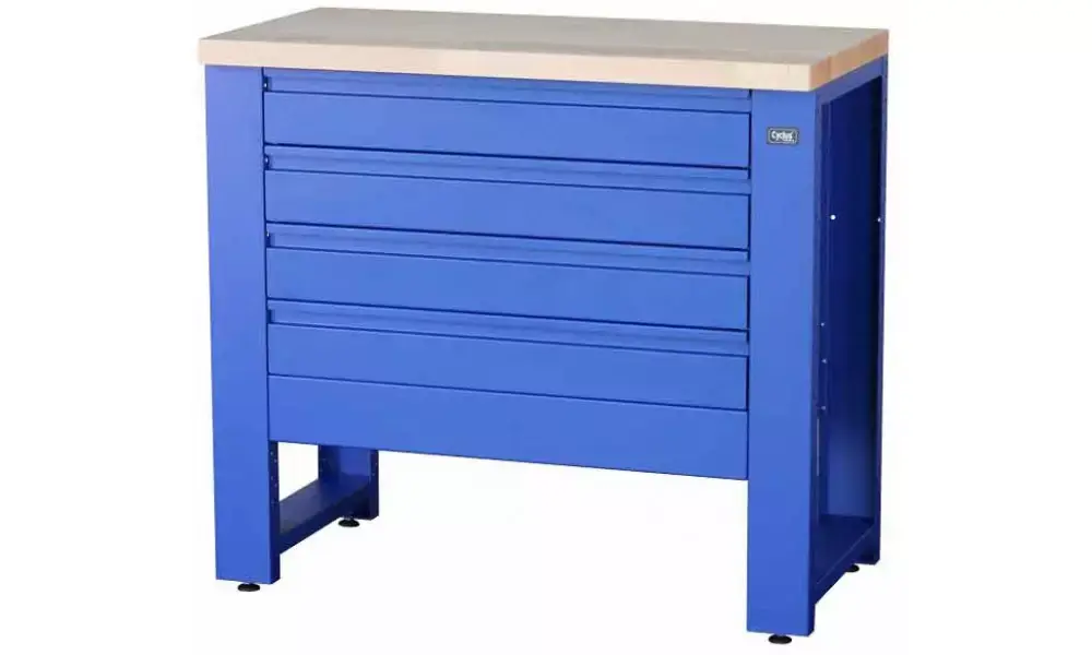 Työpajapöytä Cyclus Tools System 500 with base cabinet 4 drawers 89 x 100 x 50 cm blue (720806) Turvallinen Maksu