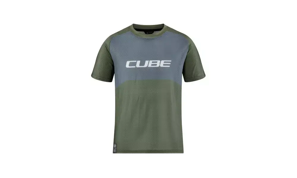 Cycling jersey Cube Vertex Rookie S/S TM olive‘n‘grey Alennettu