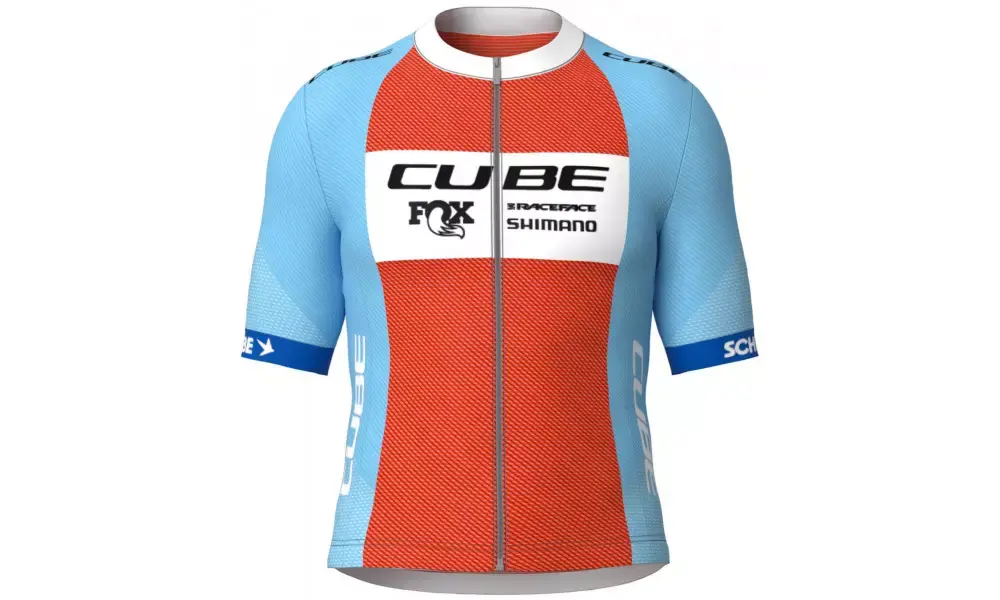 Pyöräilypaita Cube X Factory Racing Road/XC S/S blue‘n‘orange Uusi Malli
