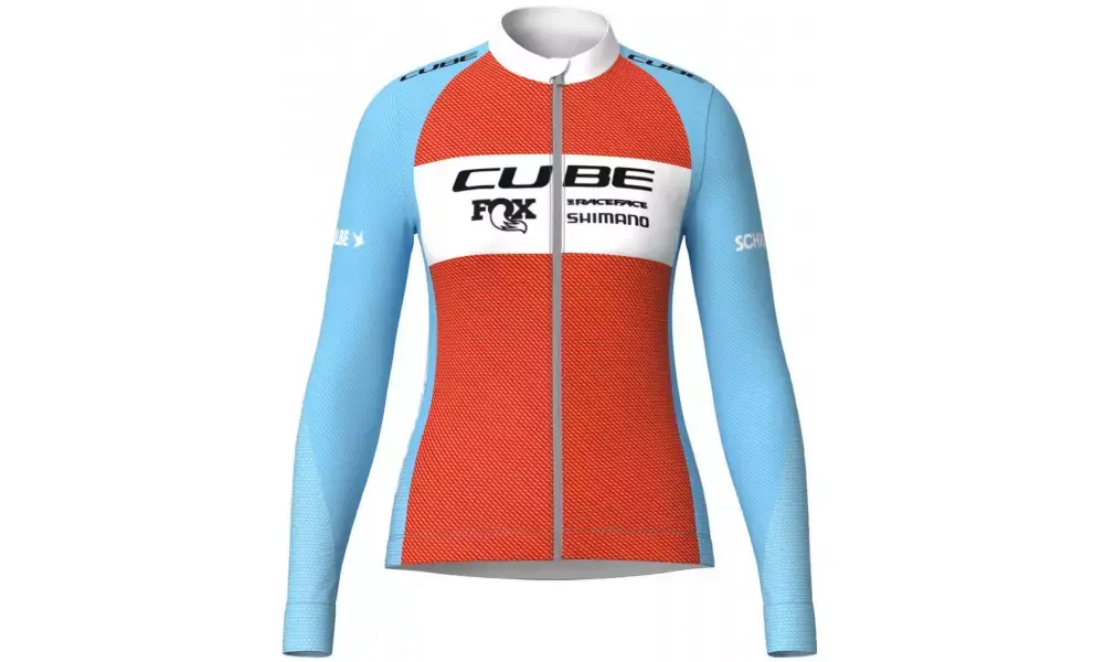 Kausialennus Pyöräilypaita Cube X Factory Racing WS Road/XC L/S blue‘n‘orange