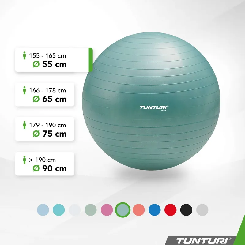 Osta Tänään Treenipallo TUNTURI Gymball 55cm, Anti-Burst, Petrol