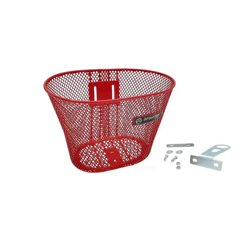 Erikoistarjous Etuosaan asennettava polkupyöräkori lastenpyörään SPENCER, 16"-24" metalli, punainen