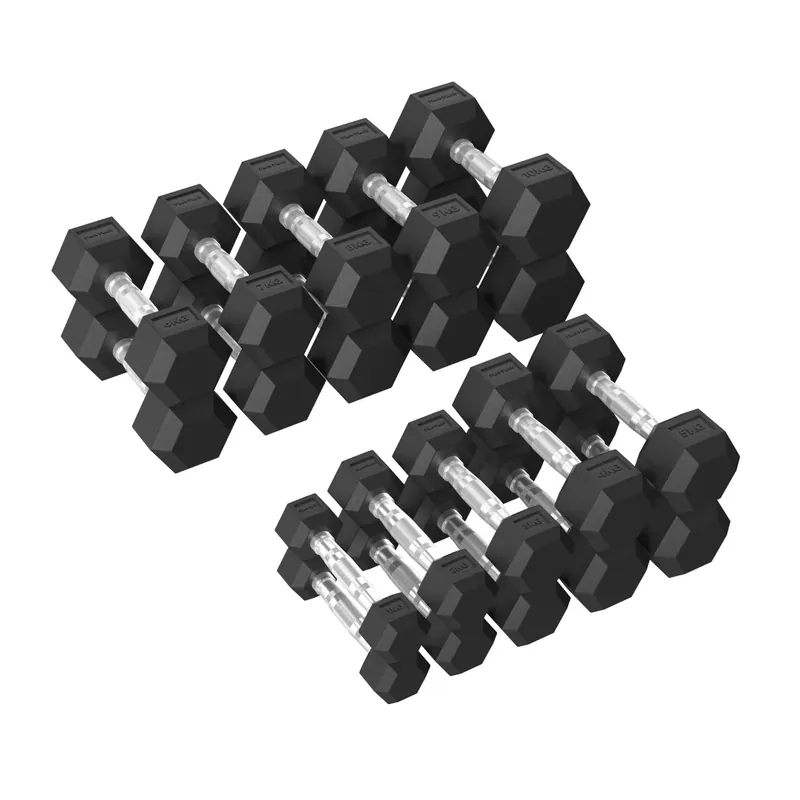 Käsipainosetti TUNTURI Platinum Hex Rubber Dumbbells, 1-10 kg Merkkituote