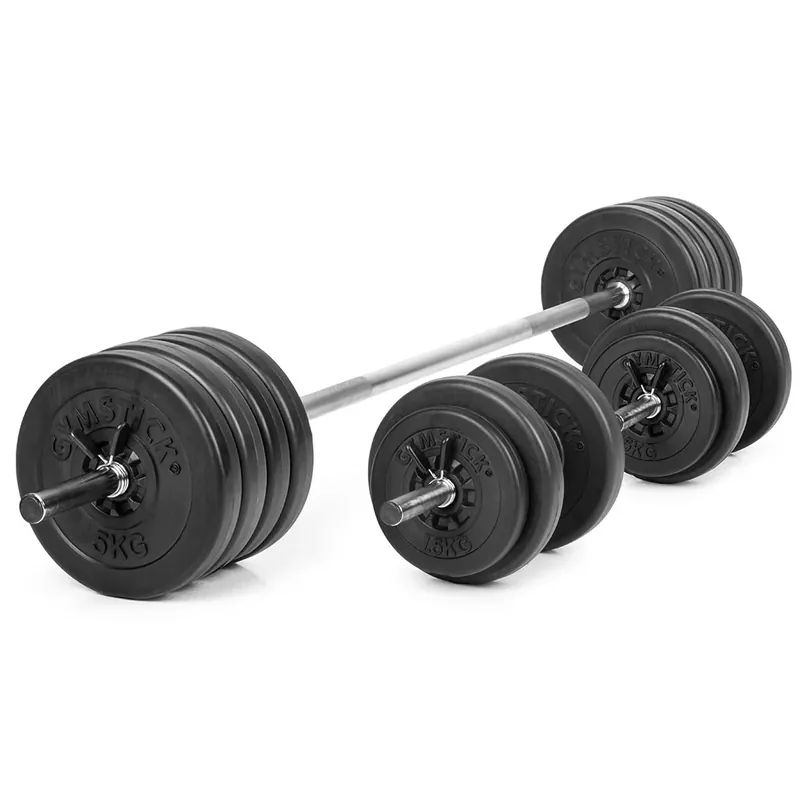 60 kg vinyl skivstångs- och hantelset Halpa